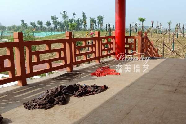 河北省邯鄲地區(qū)成安縣縣中醫(yī)院護欄仿木案例