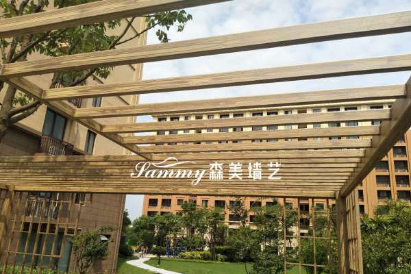 上海宜浩歐景夏櫟路333弄1-94鋼構廊架木紋漆項目